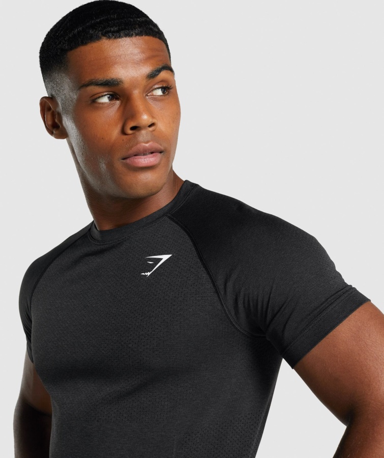 Camiseta Sin Costuras Vital Light Negro Jaspeado Gymshark