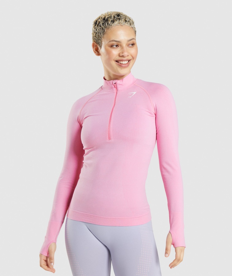Jersey Con Cremallera 1-2 Vital Seamless 2.0 Sorbete Rosa Jaspeado Gymshark
