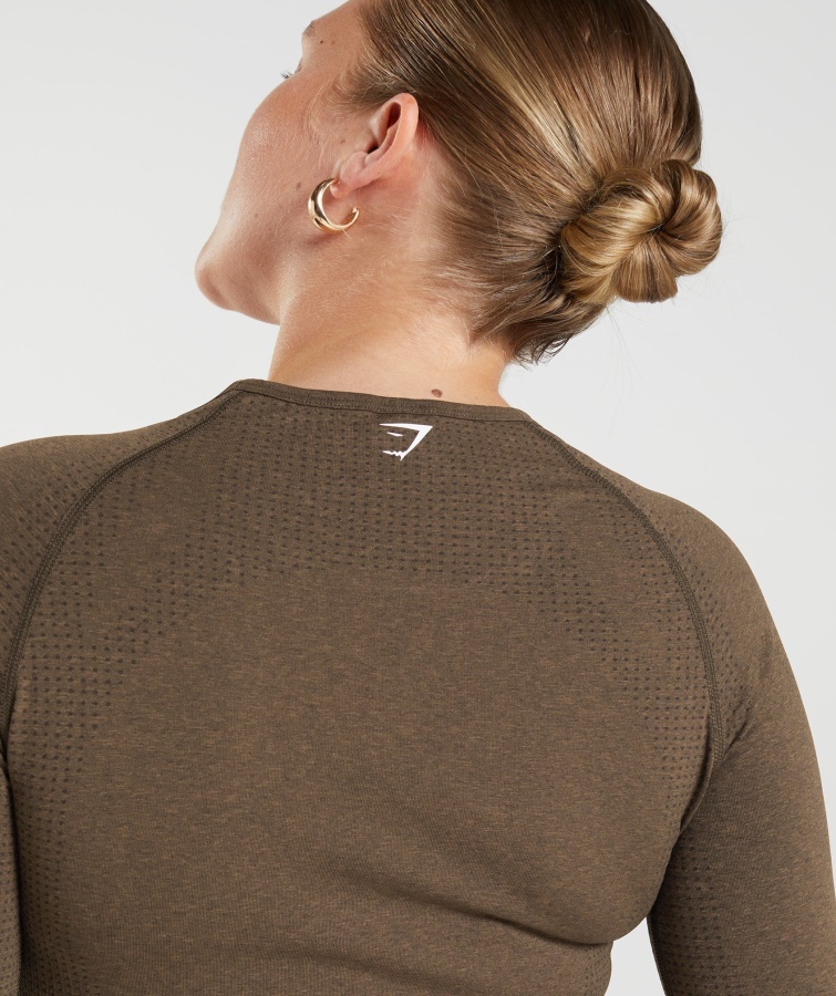 Crop Top Vital Sin Costuras 2.0 Espresso Jaspeado Gymshark