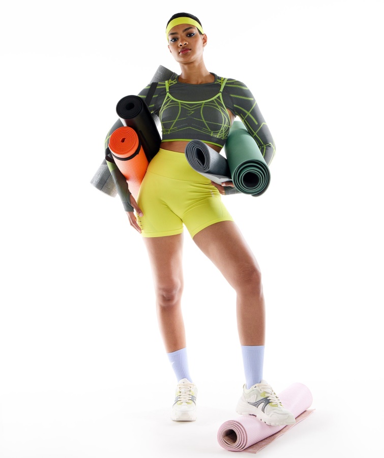 Sujetador Deportivo Wtflex Linear Sin Costuras Gris Antracita-verde Fluo-gris Claro Gymshark